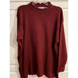 Carolyn Taylor Woman Burgundy Red Mock Neck Knit Sweater Plus Size 3X Pullover